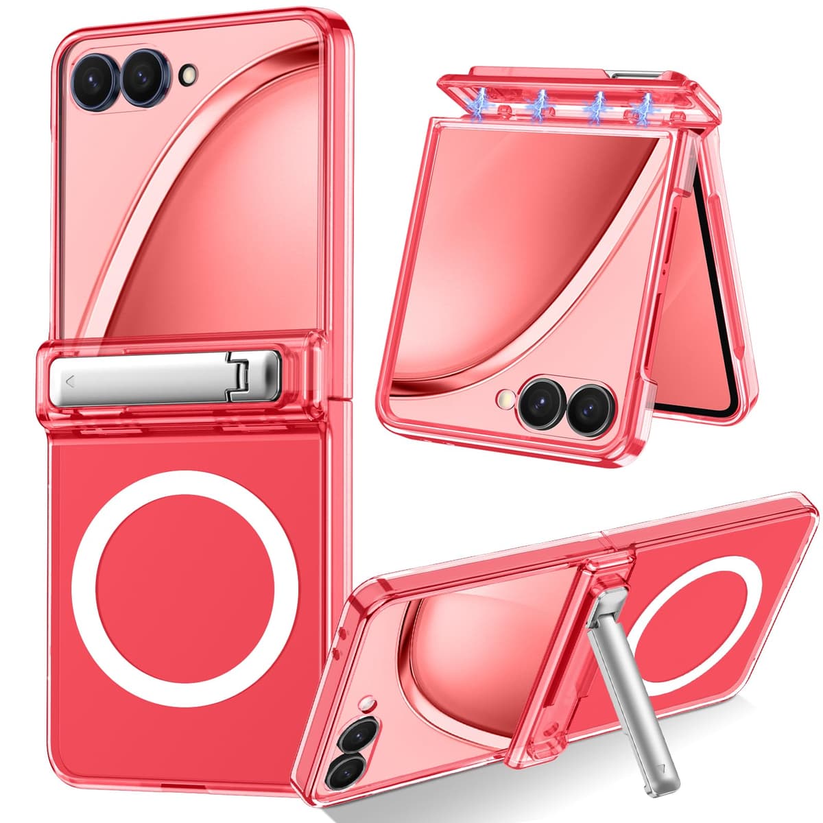 Casetego for Galaxy Z Flip 7 Case Magnetic,[Compatible with MagSafe][Built-in Screen Protector][Kickstand][Hinge Protection] Slim Shockproof Cute Women Girl Case for Samsung Galaxy Z Flip 7,Red - 80% off