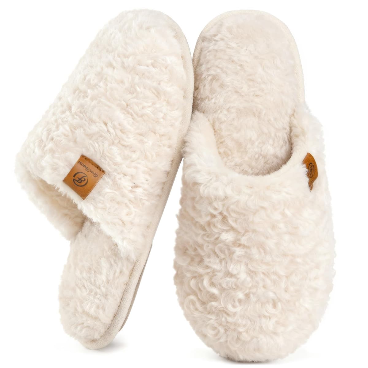 EverFoams Women's Fuzzy Slip-on Slippers Warm Cozy Soft Lightweight Memory Foam Indoor House Shoes - 61% off