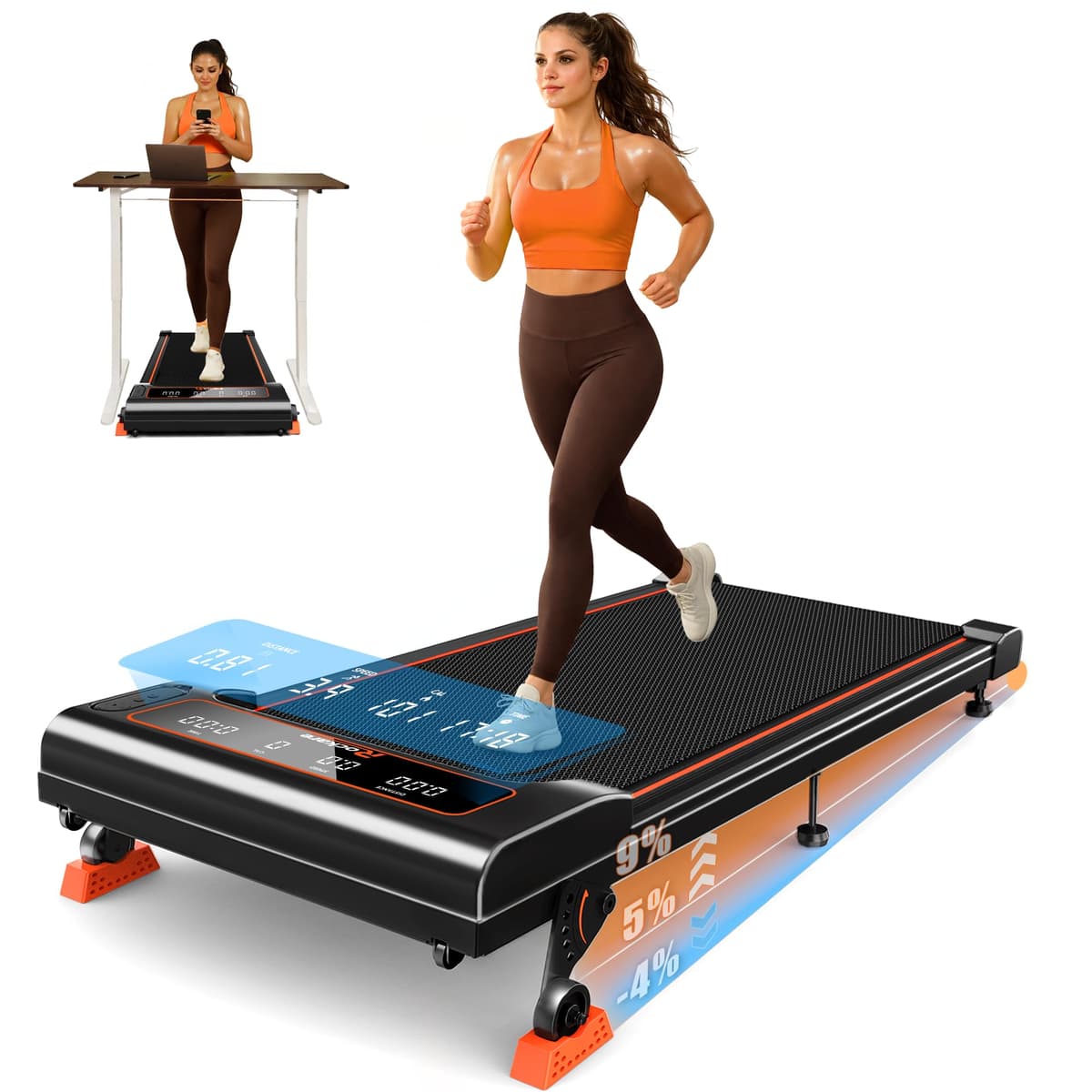 Walking Pad Treadmill with Incline 9% & Decline -4%, Under Desk Treadmill for Home, Quiet BLDC EvoDrive, Full Metrics Display, NeoFloat Quad Cushioning, Portable Compact for Small Spaces - 63% off
