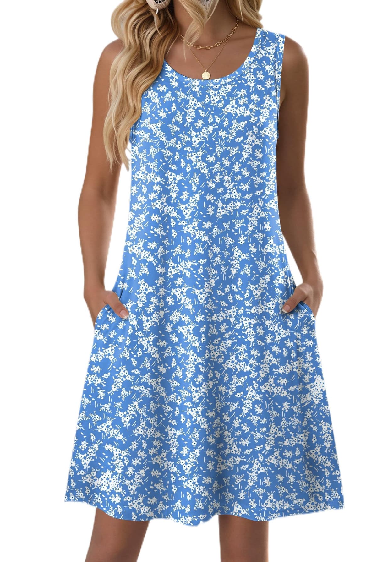 Zeagoo Summer Dresses for Women 2026 Sleeveless Casual Floral Tshirt Sundress with Pockets Loose Tank Beach Dress - 50% off