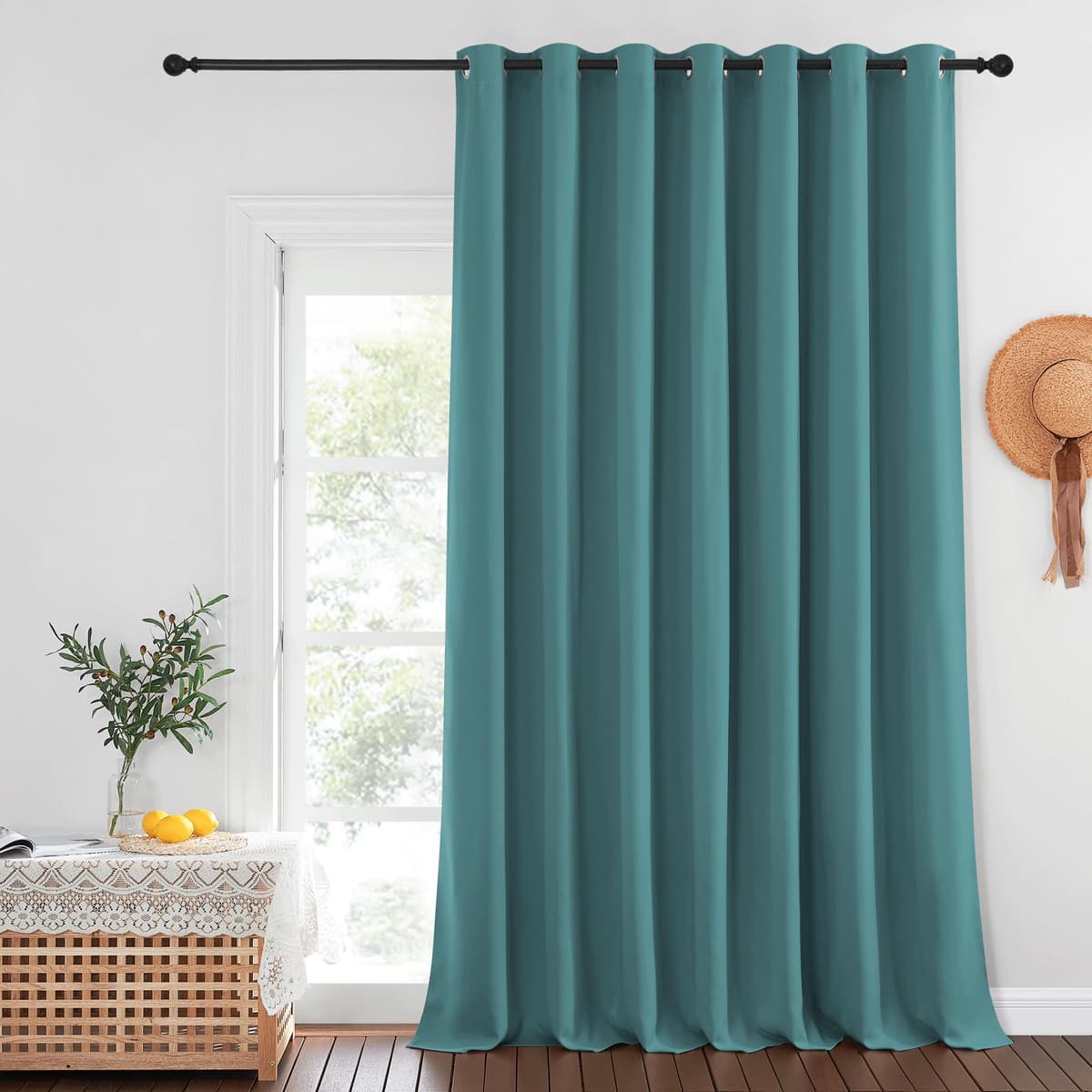 NICETOWN Sea Teal Blackout Curtains for Bedroom/Living Room 132 Inch Length - Thermal Insulated Room Darkening Grommet Top Window Curtains (100 by 132 - Inch, 1 Panel) - 64% off
