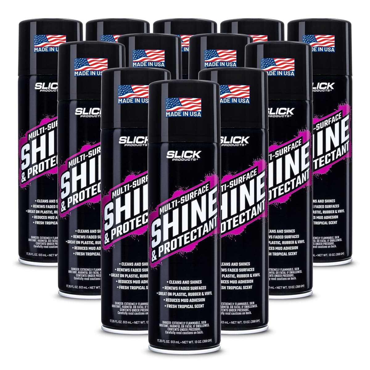 Slick Products Shine & Protectant Spray 17.35 FL OZ. - High Gloss Clear Coating Renew Vinyl, Plastic, Rubber, Trim, Tire, Car, Truck, Motorcycle, Dirt Bike (12-Pack) - 60% off
