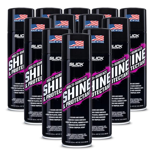Slick Products Shine & Protectant Spray 17.35 FL OZ. - High Gloss Clear Coating Renew Vinyl, Plastic, Rubber, Trim, Tire, Car, Truck, Motorcycle, Dirt Bike (12-Pack) - 60% off
