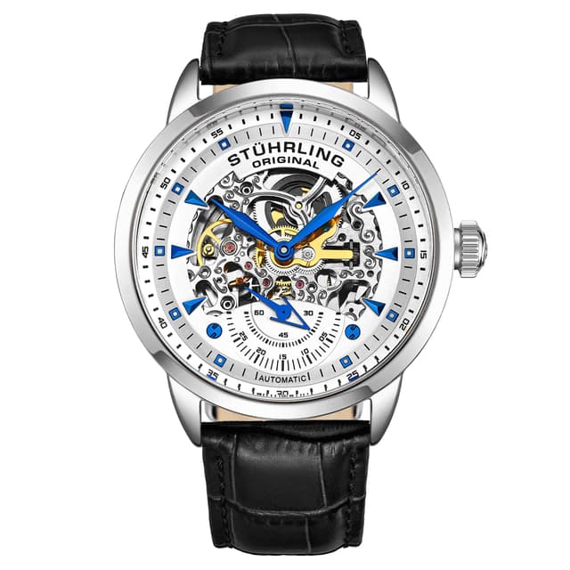 Stuhrling Original Mens Skeleton Automatic Dress Watch with Alligator Embossed Leather Strap Skeleton Dial - 87% off