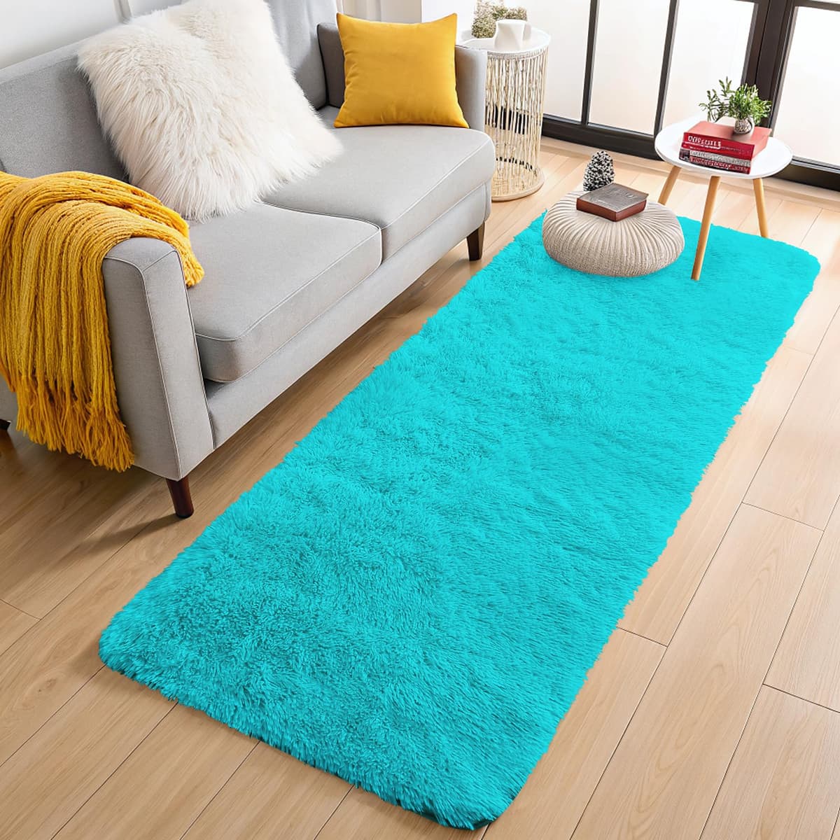 OLANLY 2x8 Machine Washable Runner Rugs for Hallway, Soft Fluffy Shaggy Bedside Rugs for Bedroom, Living Room, Indoor Floor Carpet for Kids Girls Boys, Nursery Rooms, Home Decor Aesthetic, Teal Blue - 54% off