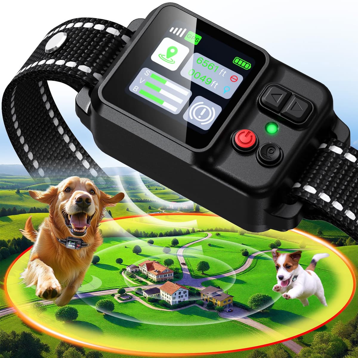 PRTRFLC GPS Wireless Dog Collar Fence System,Invisible Electric Fence for Dogs,Adjustable Range 49-6561ft,3 Training Mode,Rechargeable,Waterproof,Pet Containment System for Outdoor Use (Black) - 75% off