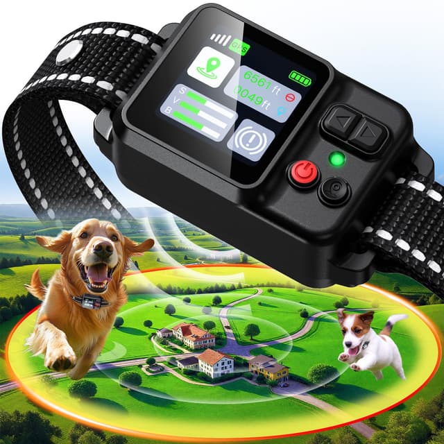 PRTRFLC GPS Wireless Dog Collar Fence System,Invisible Electric Fence for Dogs,Adjustable Range 49-6561ft,3 Training Mode,Rechargeable,Waterproof,Pet Containment System for Outdoor Use (Black) - 75% off