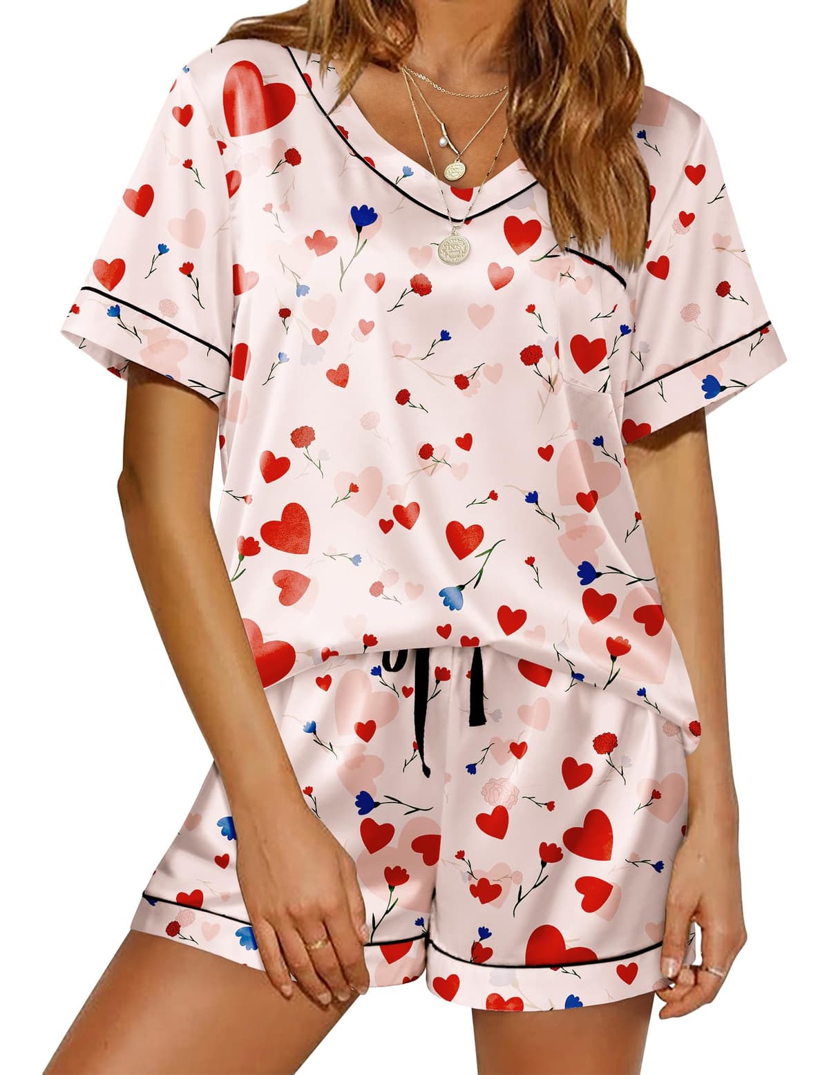 Ekouaer Silk Pajama for Women Short Sleeve Satin Pj Set Two Piece Soft Sleepwear Loungewear, S-XXL - 70% off
