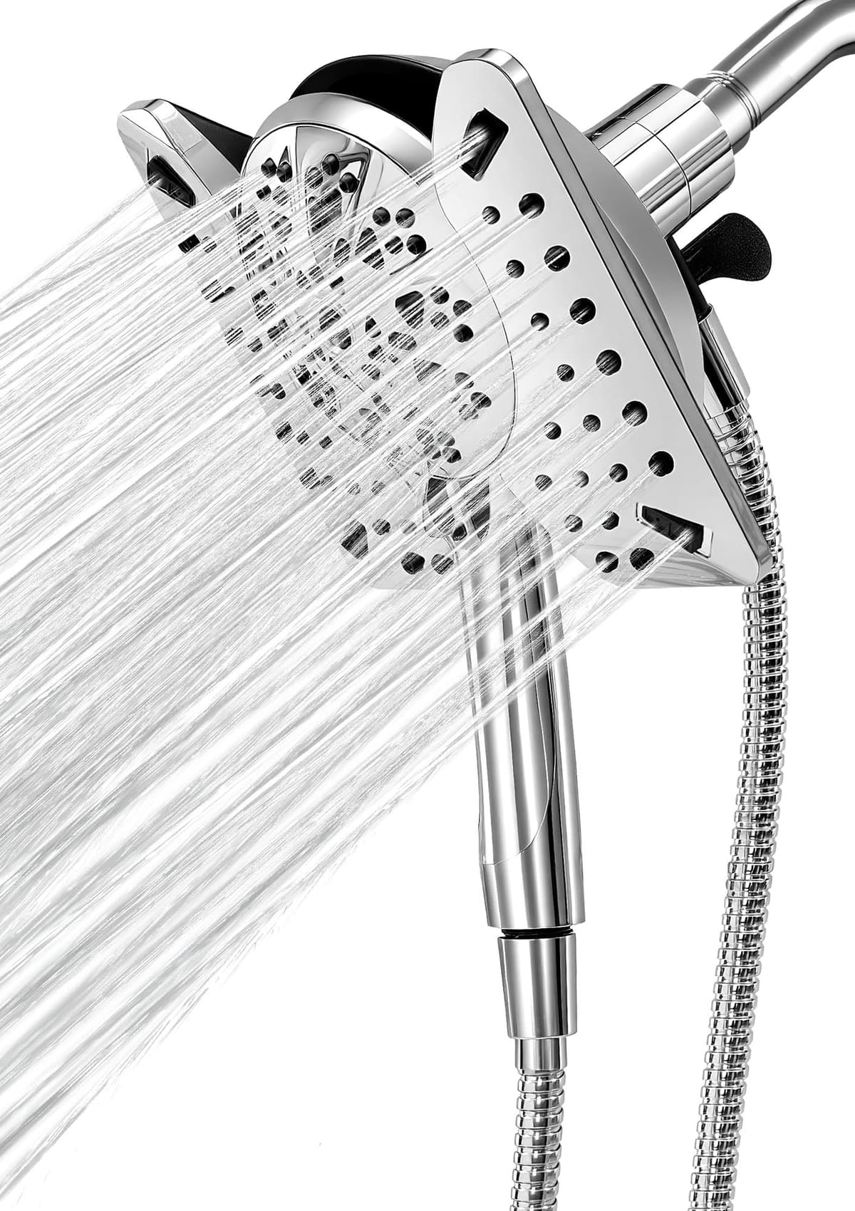 Shower Head with Handheld High Pressure, Rain Shower Head with Fixed Showerhead and 9 Sprays Handheld Shower, Detachable 2-IN-1 Shower head with 59" Rotatable Stainless Steel Hose (Chrome) - 76% off