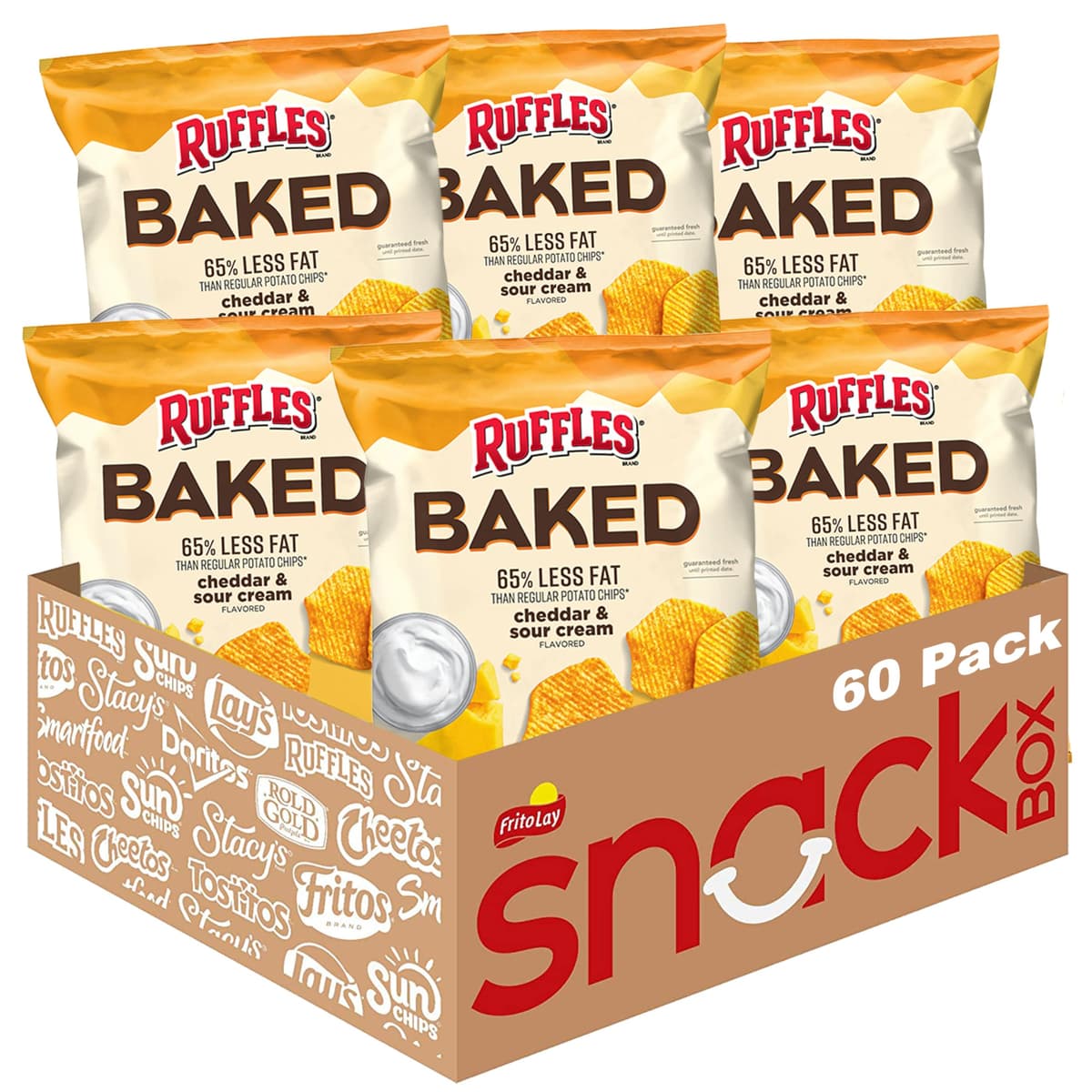 Baked, Ruffles Cheddar & Sour Cream, 0.8 Ounce (Pack of 60) - 51% off