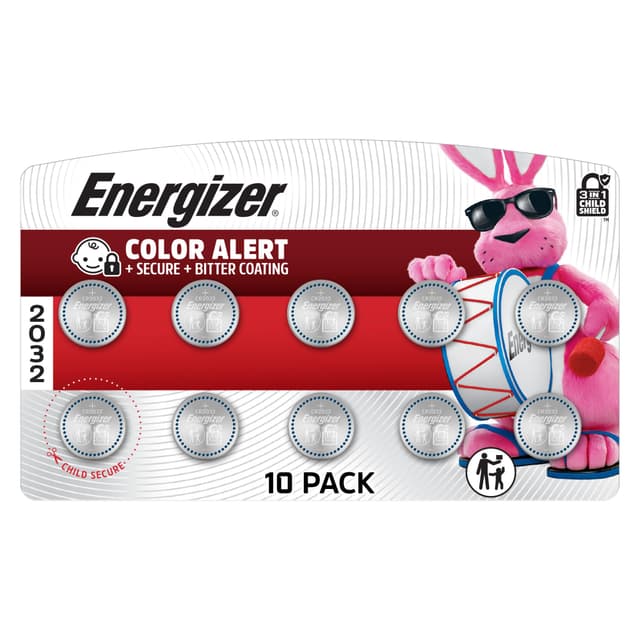 Energizer 2032 Batteries (10 Pack), 3V Lithium Coin Batteries with 3-in-1 Child Shield - 63% off