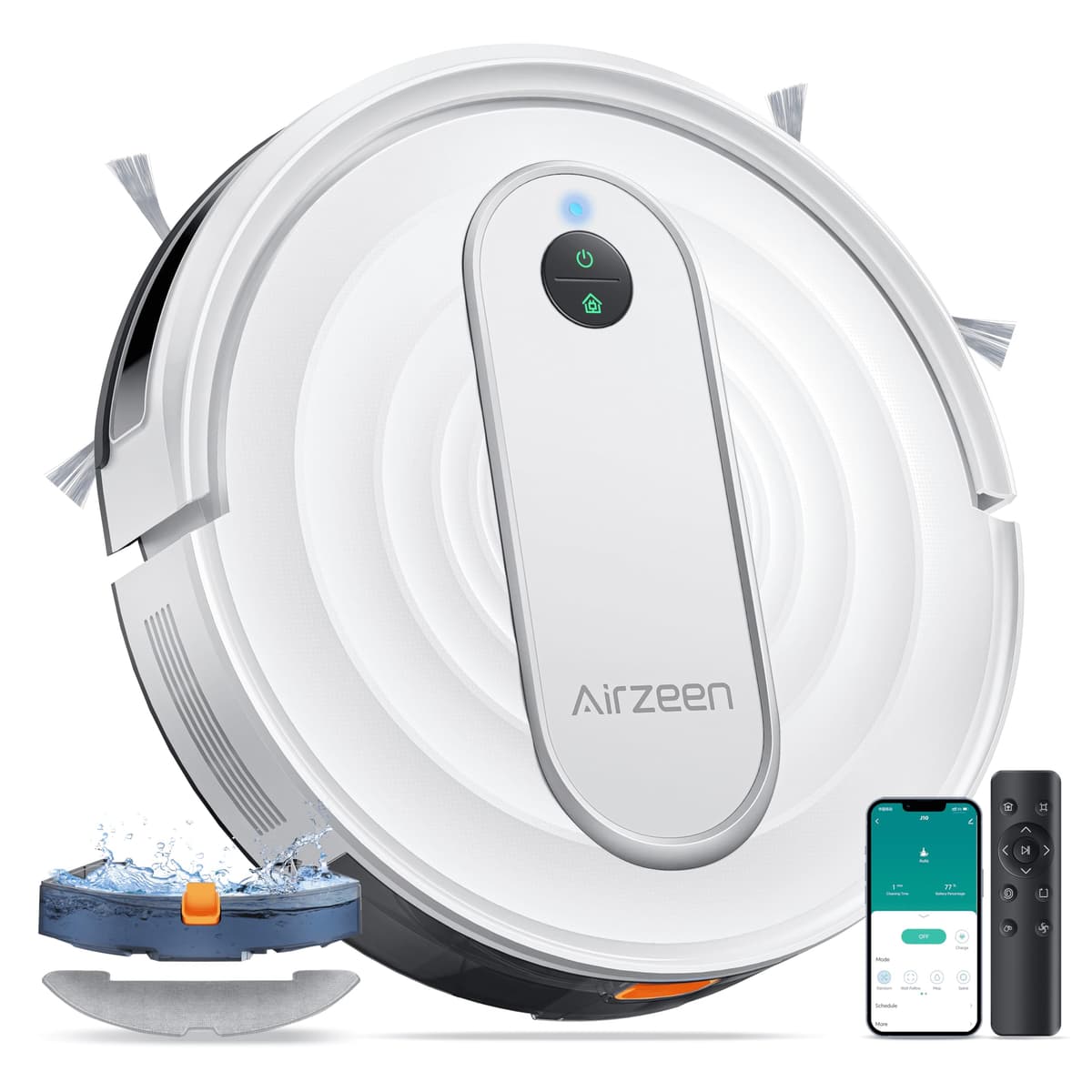 Airzeen Robot Vacuum and Mop - 4000Pa Powerful Suction, APP/Alexa Control, 3-in-1 Cleaning Solution with Auto Self-Charging, Perfect for Pet Hair, Carpets, and Hard Floors - 63% off