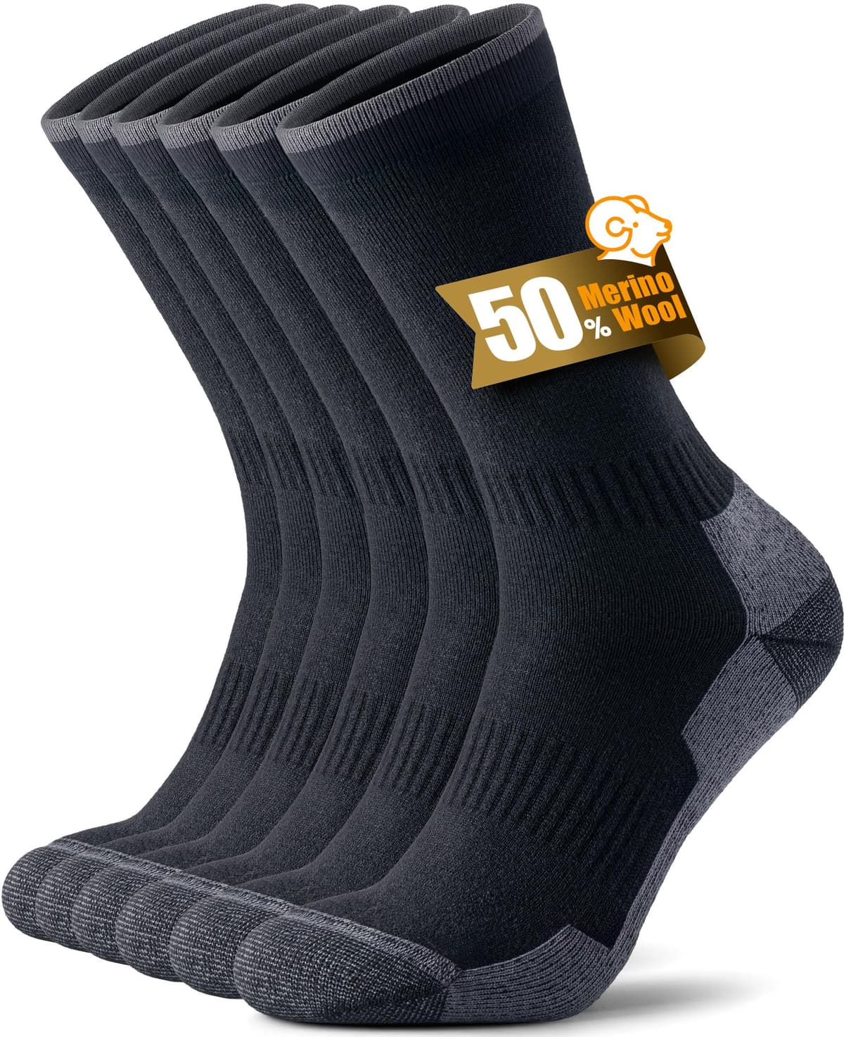 RUIXUE Merino Wool Hiking Socks for Men Women, OEKO-TEX & GRS Certified, Seamless Toe, Terry Cushioned -3 Pairs - 70% off