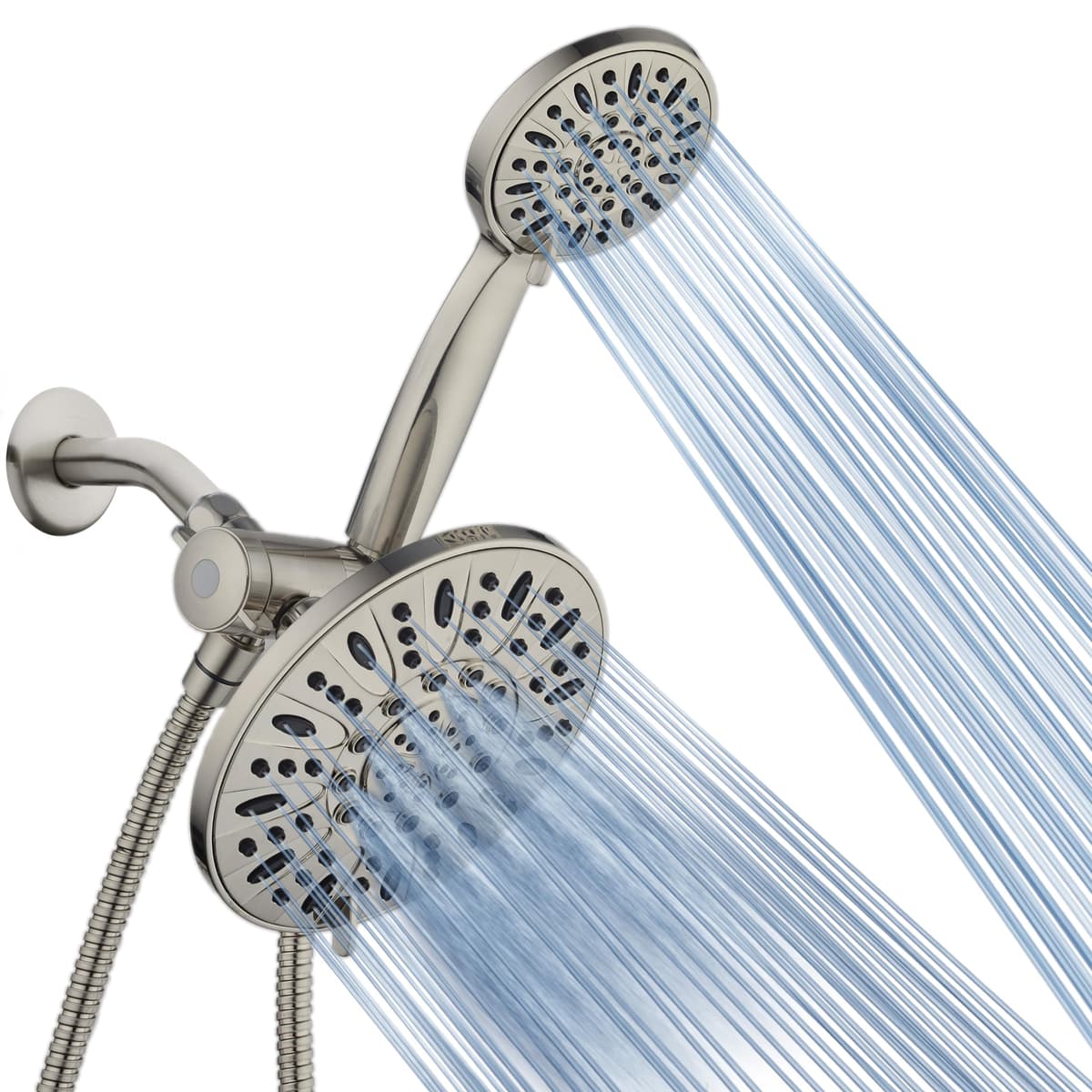 AquaDance 7" Premium High Pressure 3-Way Rainfall Combo with Stainless Steel Hose – Enjoy Luxurious 6-setting Rain Shower Head and Hand Held Shower Separately or Together – Brushed Nickel Finish - 63% off