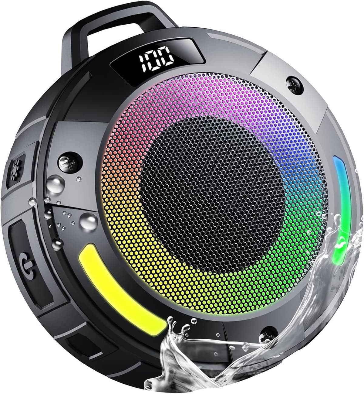 Bluetooth Speaker, 2026 Portable Wireless Shower Speaker, Digital Display Portable Speaker with Detachable hook ,IPX7 Waterproof with LED Light, HD Sound & Bass for Bathroom, Pool, Beach & Outdoor - 78% off