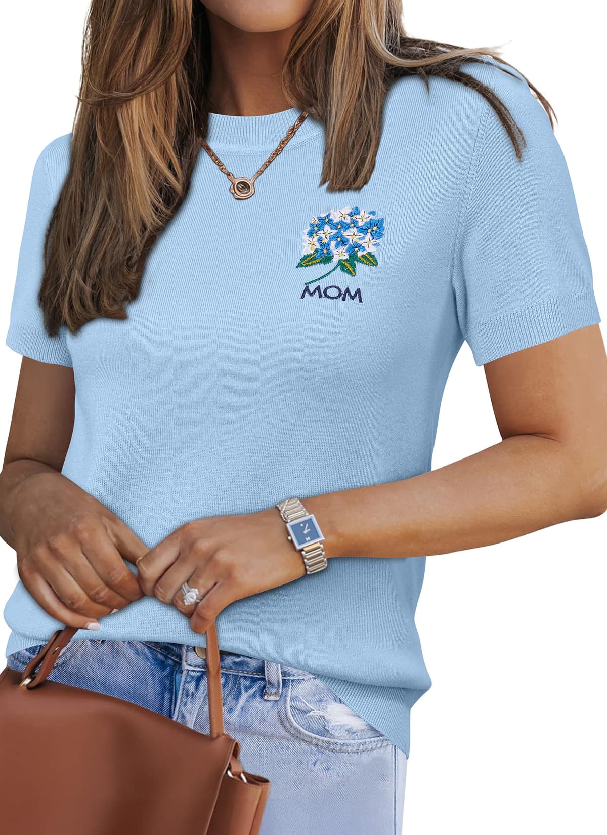 Arach&Cloz Women's Lightweight Wool Blend Short Sleeve Sweater Top Business Casual - 64% off