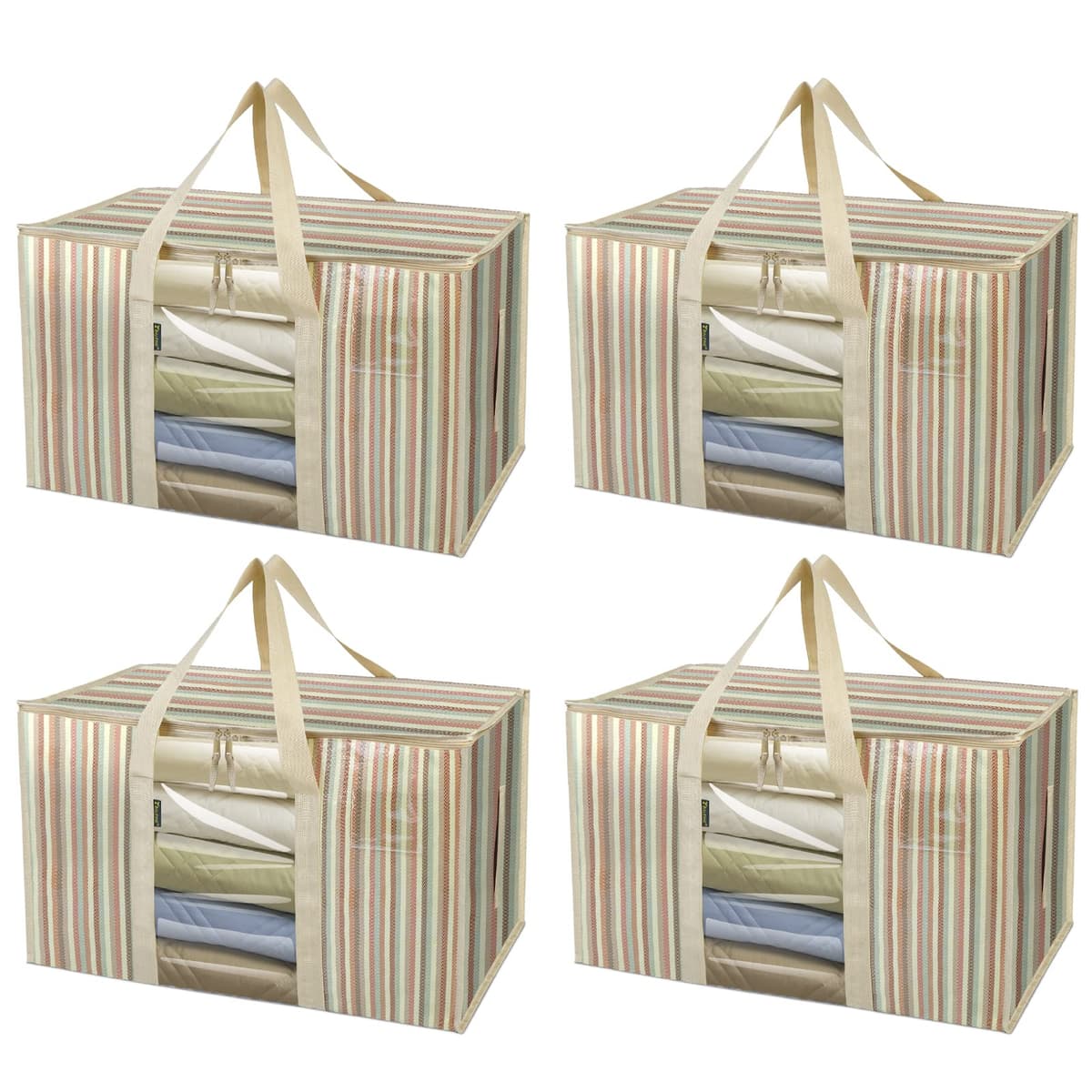 BALEINE 4-Pack Oversized Moving Bags with Reinforced Handles, Heavy-Duty Storage Tote Moving Supplies for Packaging, Camping (Color Stripe, 4-Pack) - 61% off