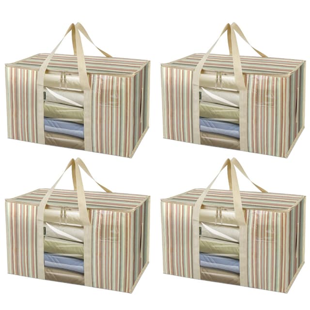 BALEINE 4-Pack Oversized Moving Bags with Reinforced Handles, Heavy-Duty Storage Tote Moving Supplies for Packaging, Camping (Color Stripe, 4-Pack) - 61% off