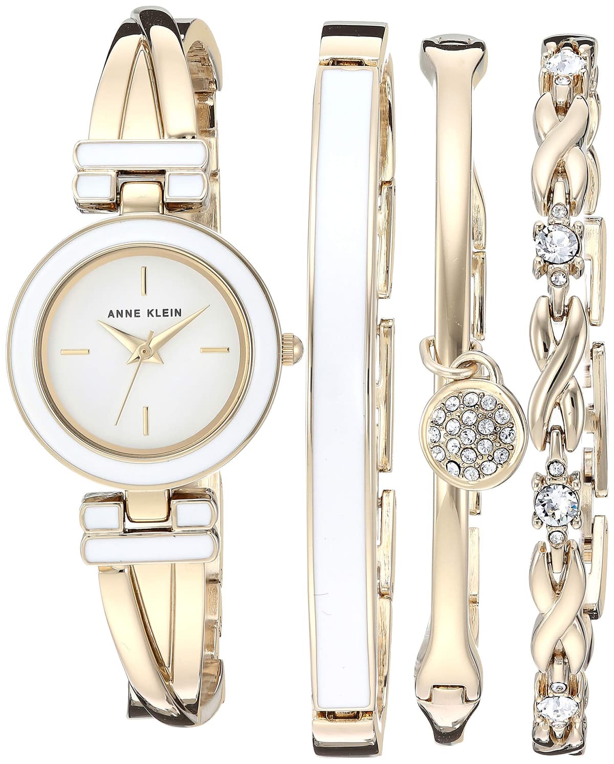 Anne Klein Women's Bangle Watch and Premium Crystal Accented Bracelet Set - 78% off