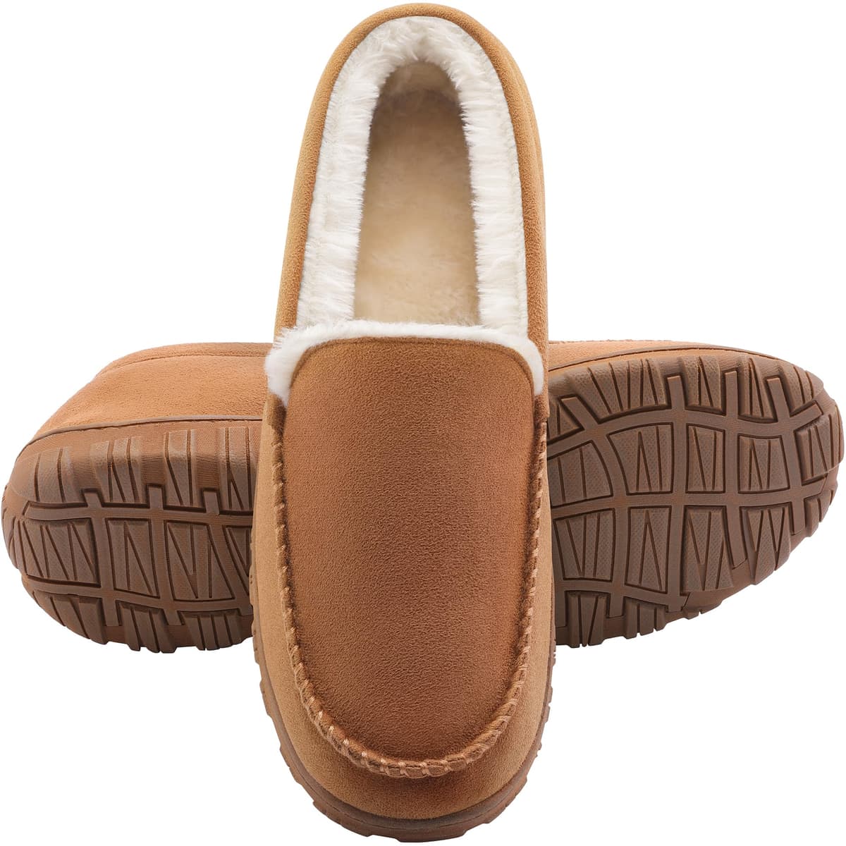 shoeslocker Men's Slippers Indoor Outdoor Warm Soft Plush Memory Foam House Slippers for Men Comfortable Bedroom Moccasin Slipper Non-Slip - 64% off
