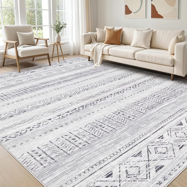 cotiled 6x9 Area Rug Living Room: Washable Boho Rugs with Non Slip Backing Large Soft Indoor Stain Resistant Carpet for Bedroom Farmhouse Dining Room Lightweight Home Decor Dark Grey - 56% off